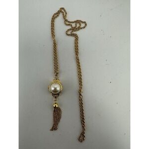 Futura Pendant Ladies Watch New Battery Faux Pearl Tassel 21MM 30" Chain L57‎